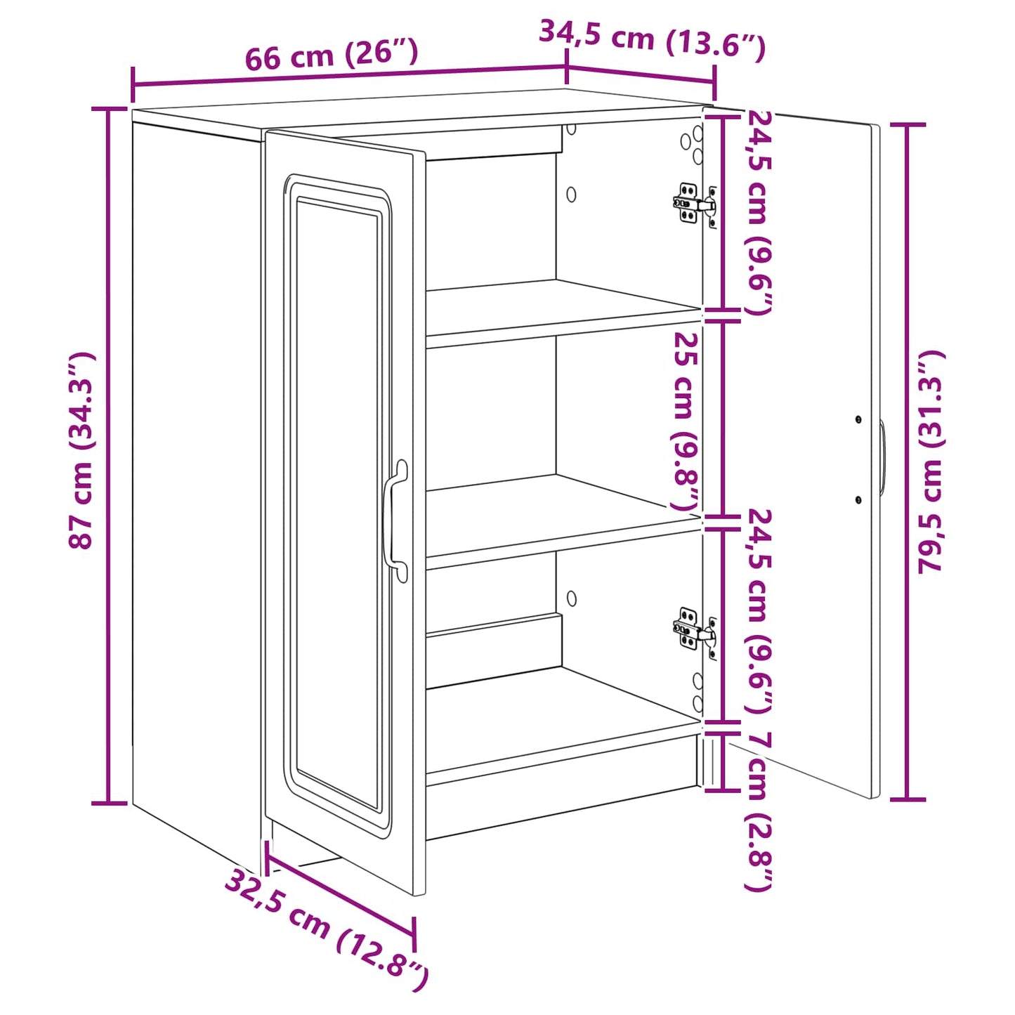 Serviesskap Røkt Eik 66 x 34,5 x 87 cm Konstruert tre
