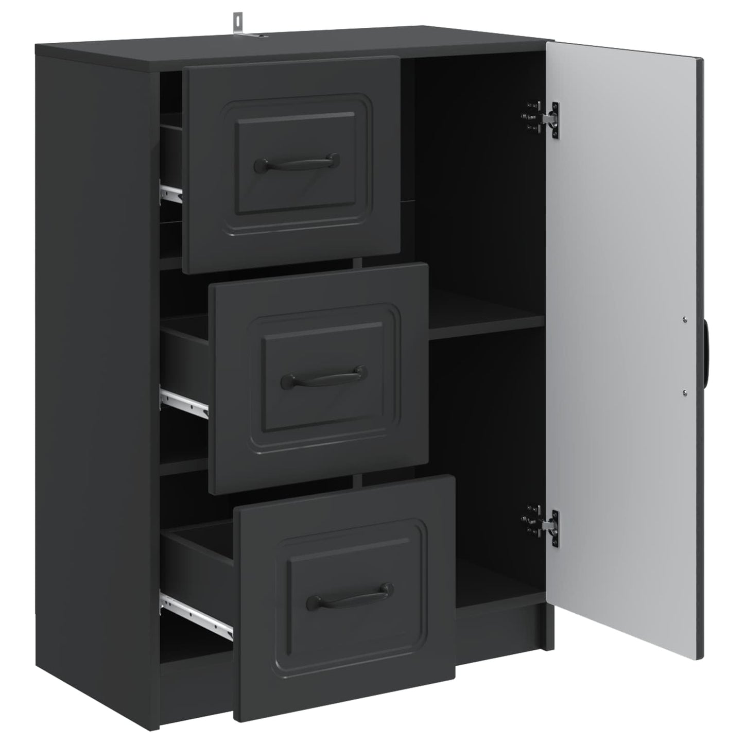 Serviesskap med skuff Svart 66 x 34,5 x 87 cm Konstruert tre