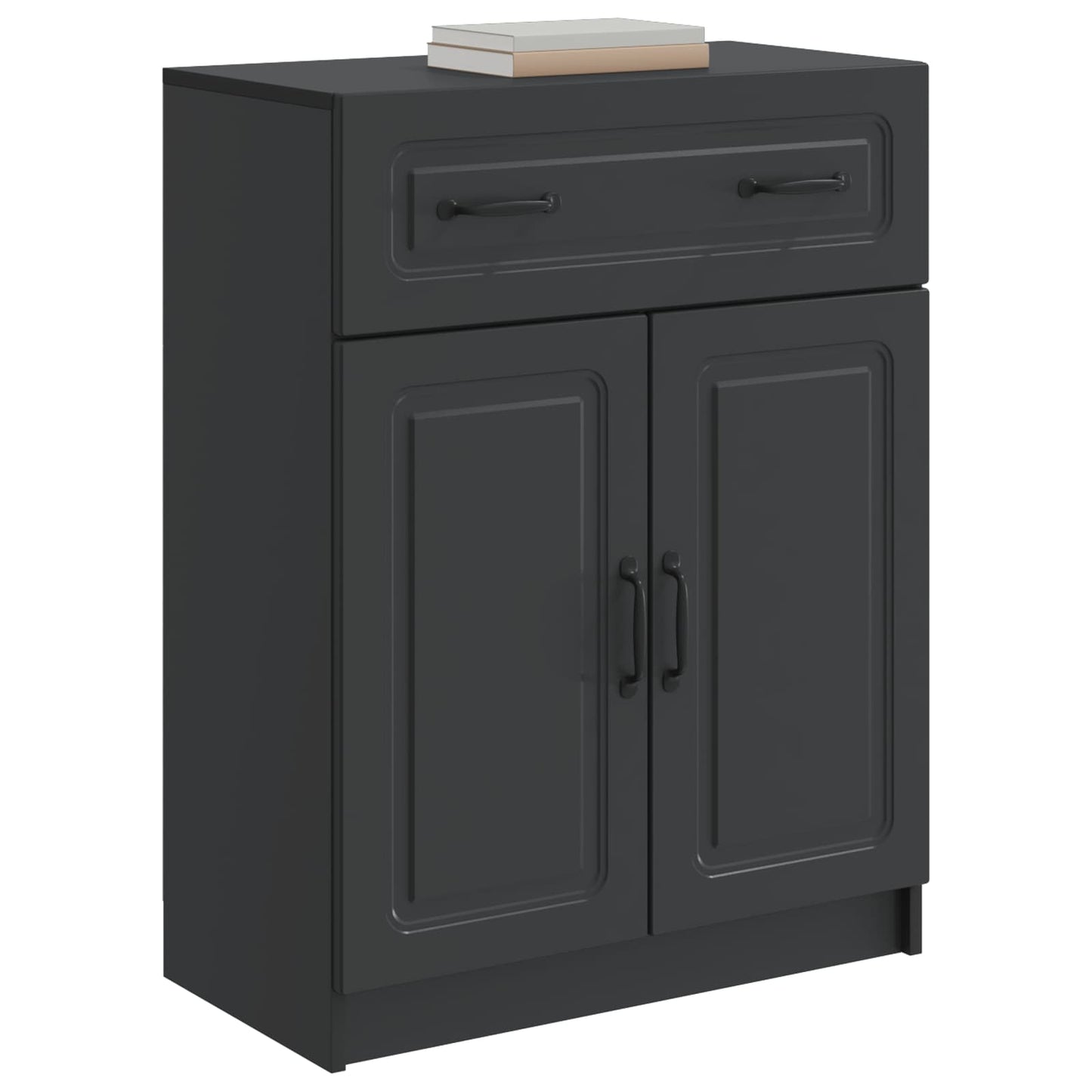 Serviesskap med skuff Svart 66 x 34,5 x 87 cm Konstruert tre
