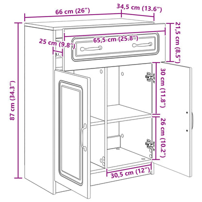 Serviesskap med skuff Svart 66 x 34,5 x 87 cm Konstruert tre