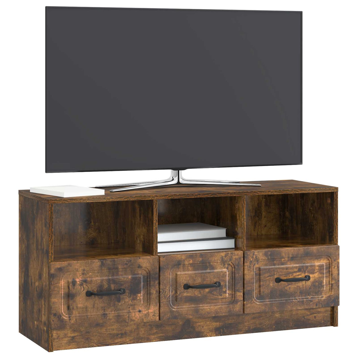 TV-skap med skuff Røkt Eik 102 x 34,5 x 47 cm Konstruert tre