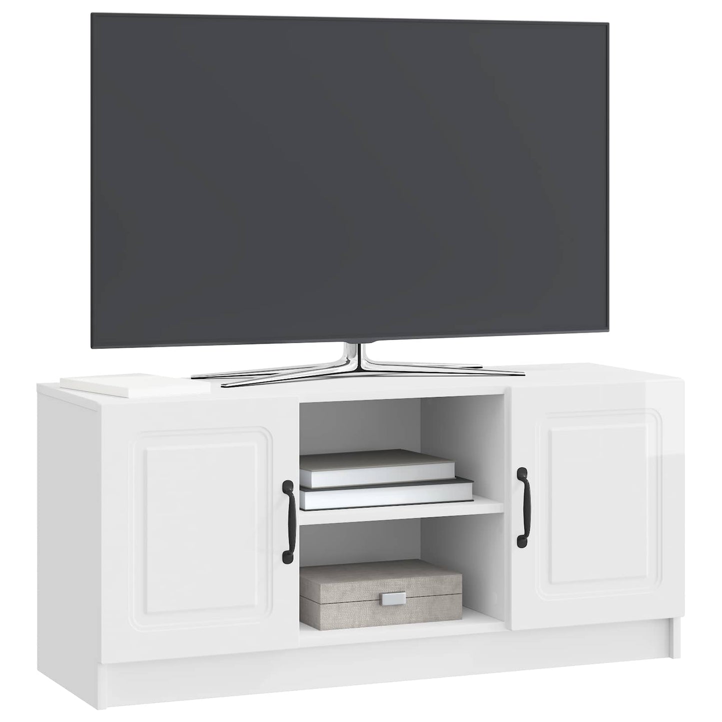 TV-skap Høgglans hvit 102 x 34,5 x 47 cm Konstruert tre