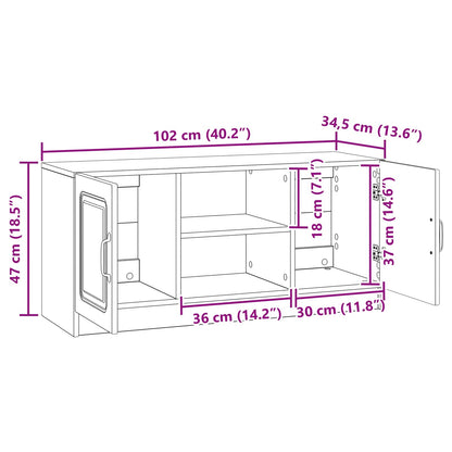 TV-skap Høgglans hvit 102 x 34,5 x 47 cm Konstruert tre