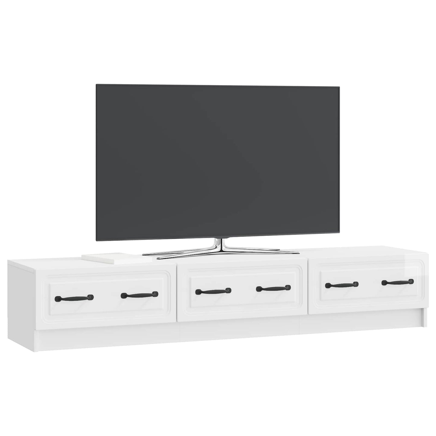 TV-skap Høgglans hvit 147 x 34,5 x 27 cm Konstruert tre