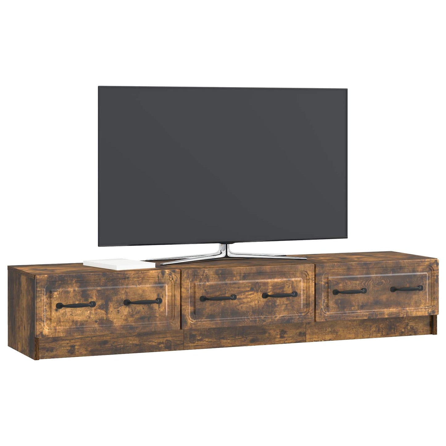 TV-skap med skuff Røkt Eik 147 x 34,5 x 27 cm Konstruert tre
