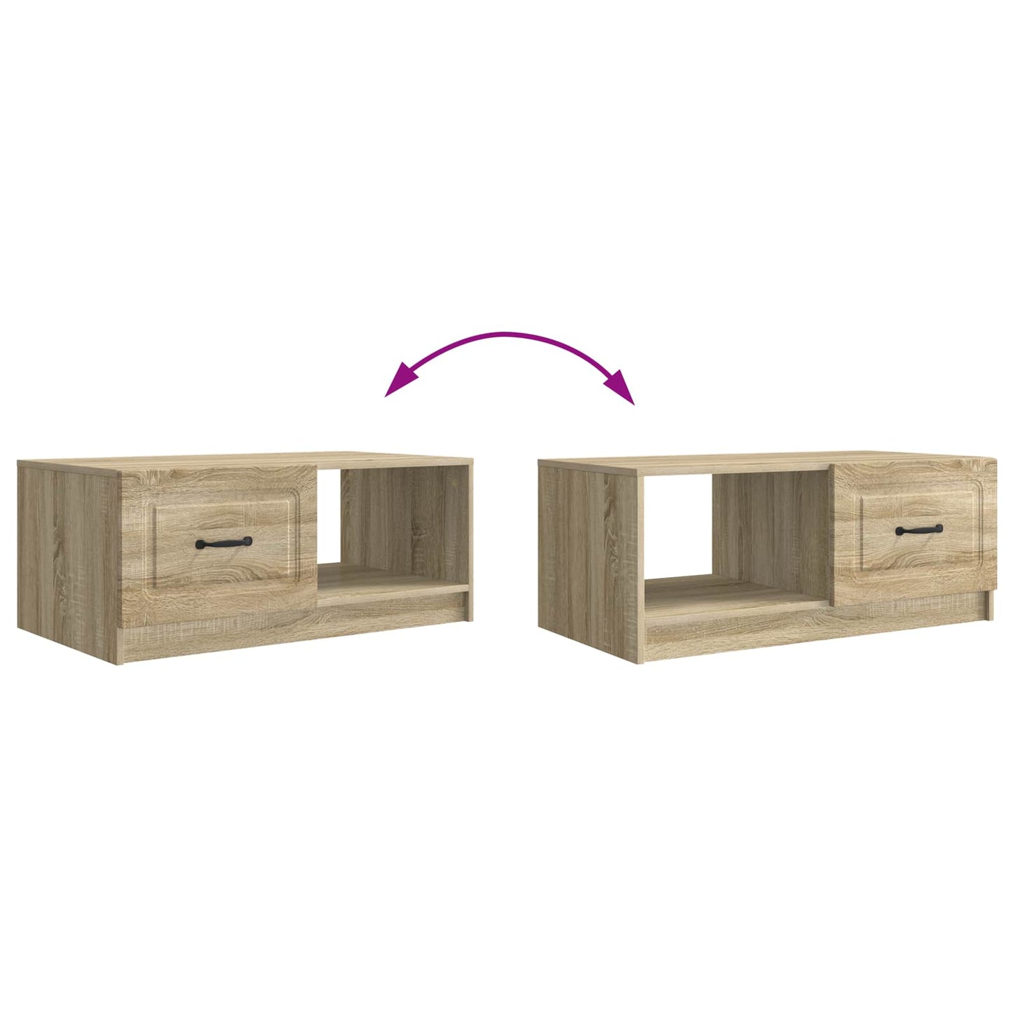 Kaffebord Sonoma eik 90 x 50 x 37 cm Konstruert tre