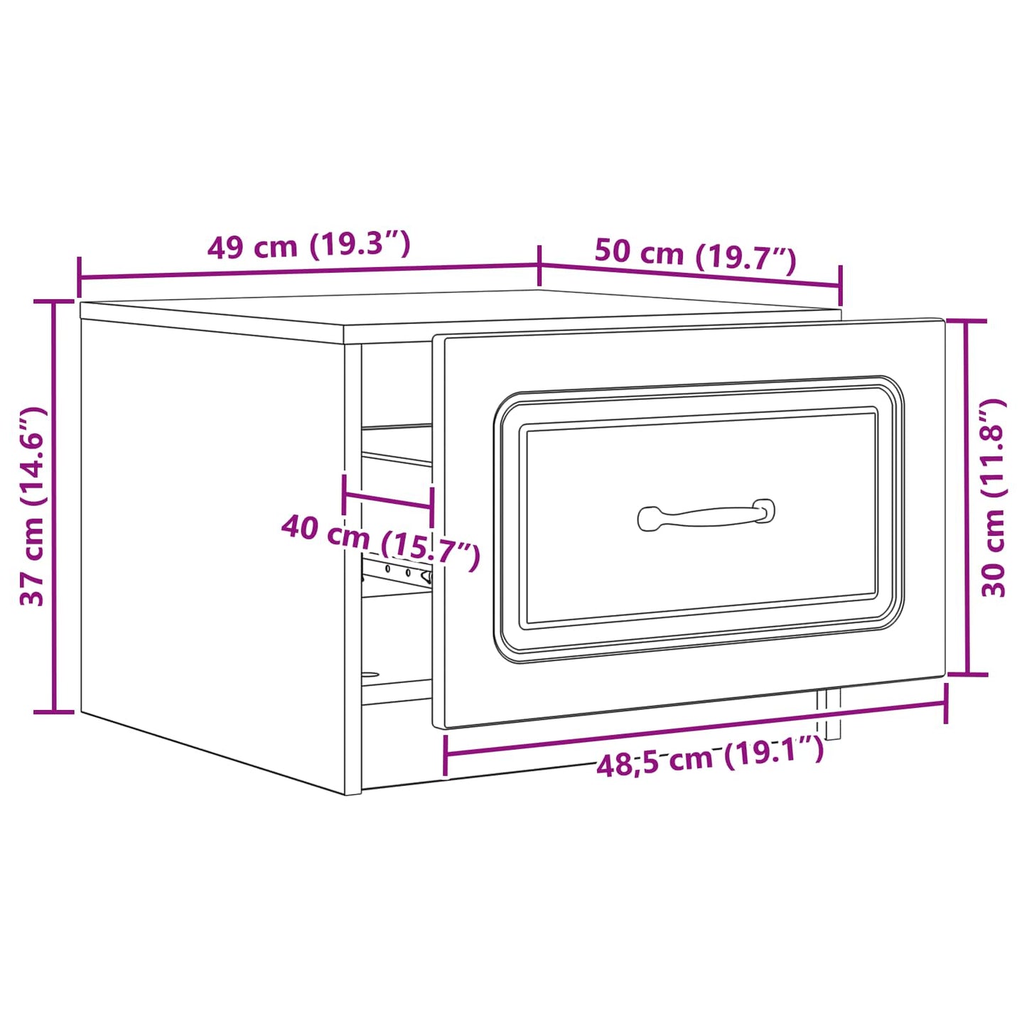 Kaffebord med skuff Artisan eik 49 x 50 x 37 cm Konstruert tre