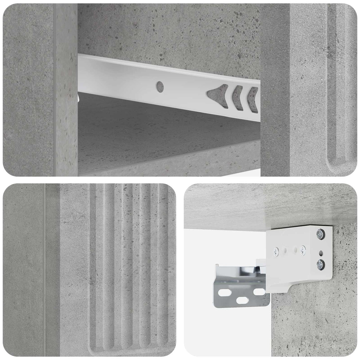 Vegghengt Nattbord med skuff 2 pcs Betonggrå 33 x 34,5 x 20 cm