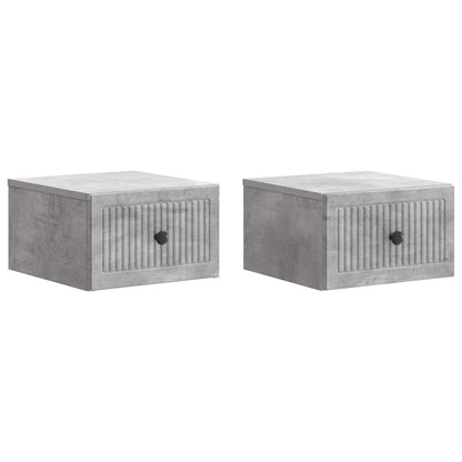 Vegghengt Nattbord med skuff 2 pcs Betonggrå 33 x 34,5 x 20 cm