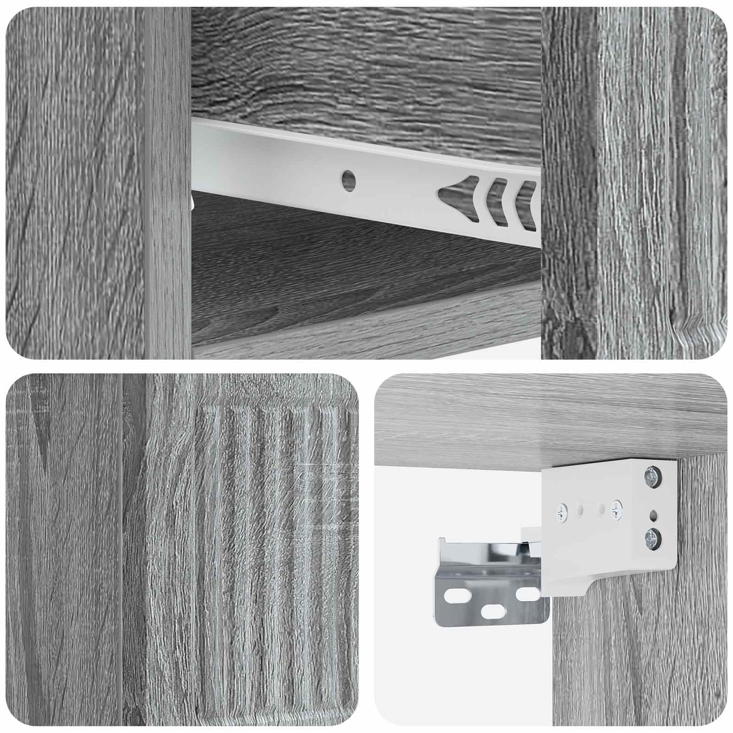 Vegghengt Nattbord med skuff 2 pcs Grå sonoma 33 x 34,5 x 20 cm