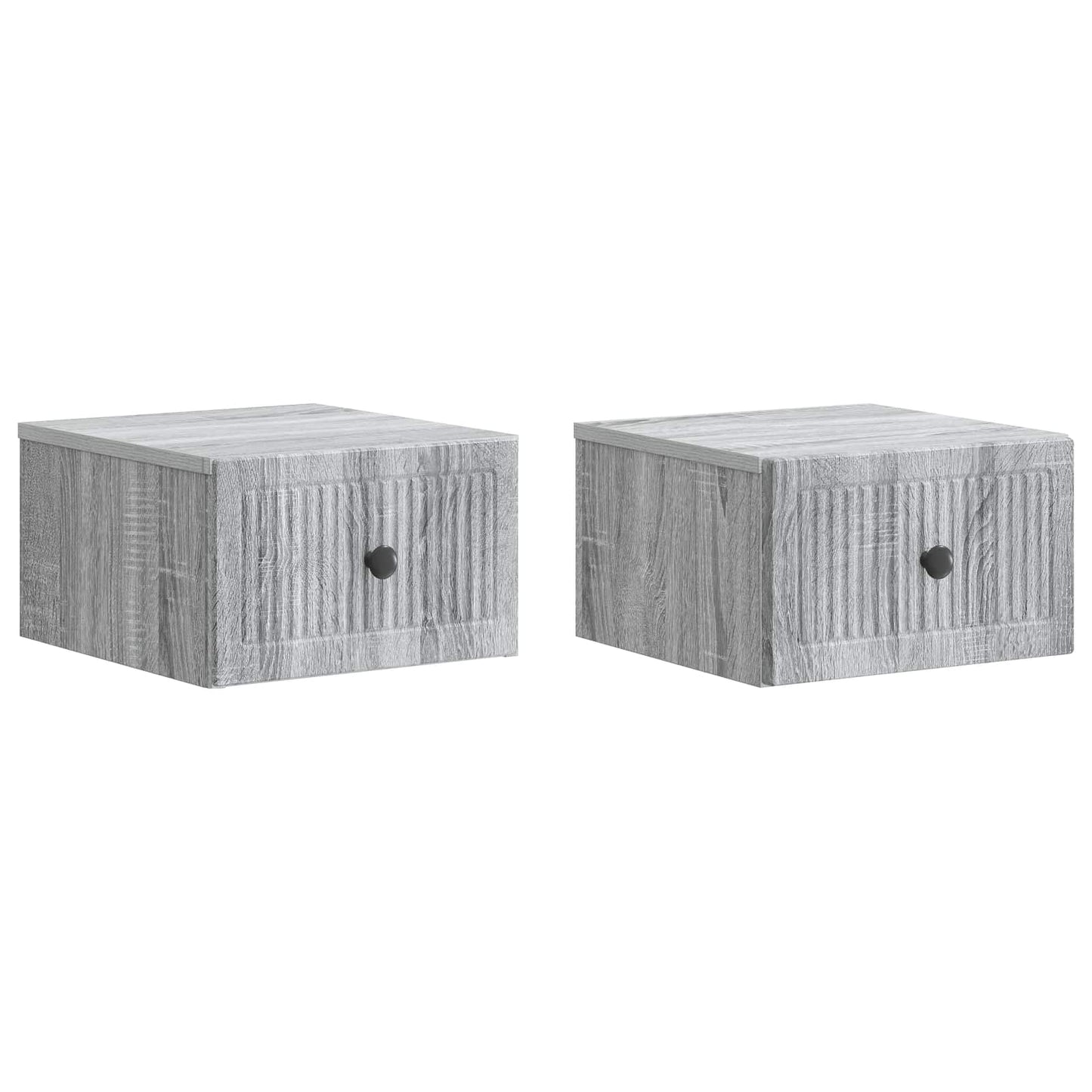 Vegghengt Nattbord med skuff 2 pcs Grå sonoma 33 x 34,5 x 20 cm