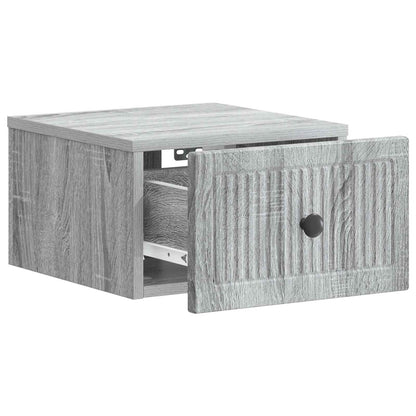 Vegghengt Nattbord med skuff 2 pcs Grå sonoma 33 x 34,5 x 20 cm