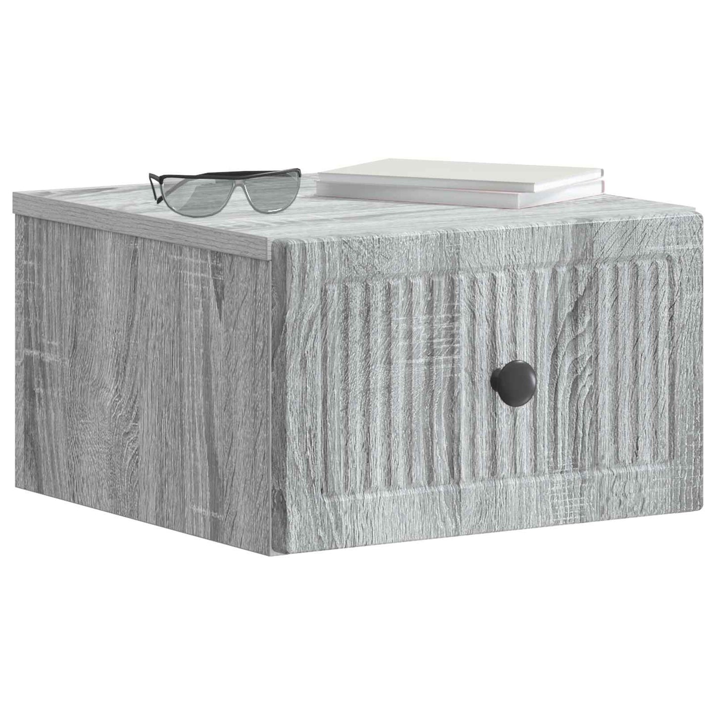 Vegghengt Nattbord med skuff 2 pcs Grå sonoma 33 x 34,5 x 20 cm