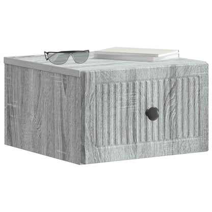Vegghengt Nattbord med skuff 2 pcs Grå sonoma 33 x 34,5 x 20 cm