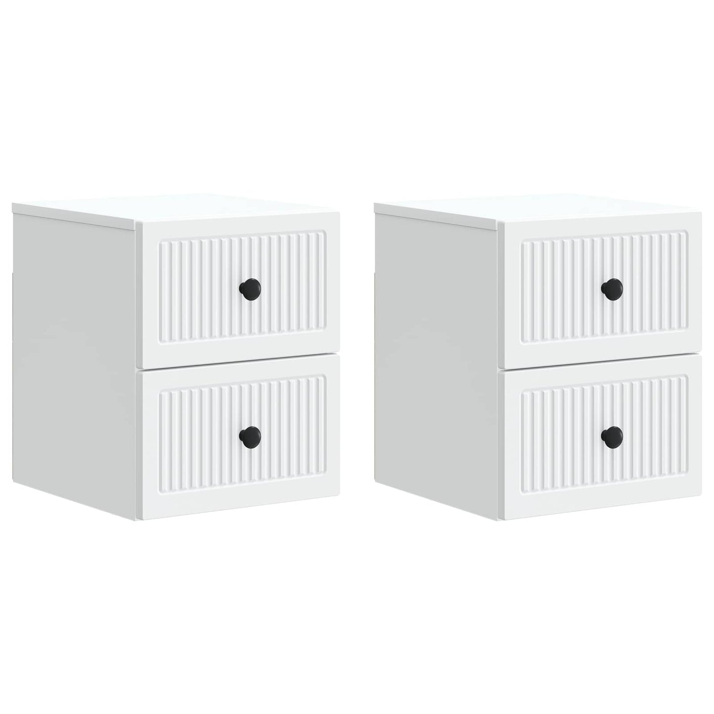 Vegghengt Nattbord 2 pcs Hvit 33 x 34,5 x 40 cm Konstruert tre