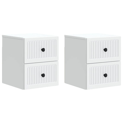Vegghengt Nattbord 2 pcs Hvit 33 x 34,5 x 40 cm Konstruert tre