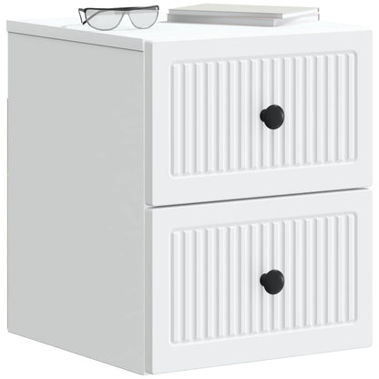 Vegghengt Nattbord 2 pcs Hvit 33 x 34,5 x 40 cm Konstruert tre