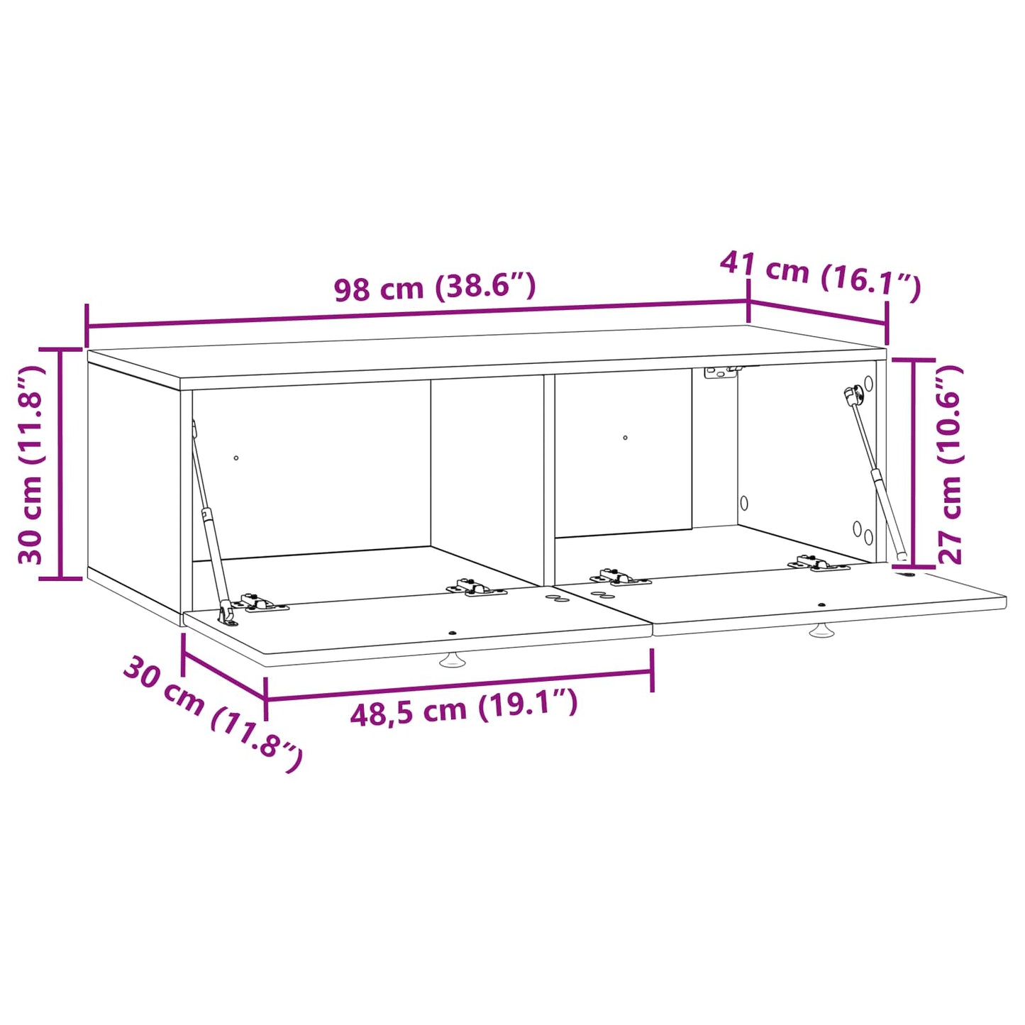 Vegghengt TV skap Artisan eik 98 x 41 x 30 cm Konstruert tre