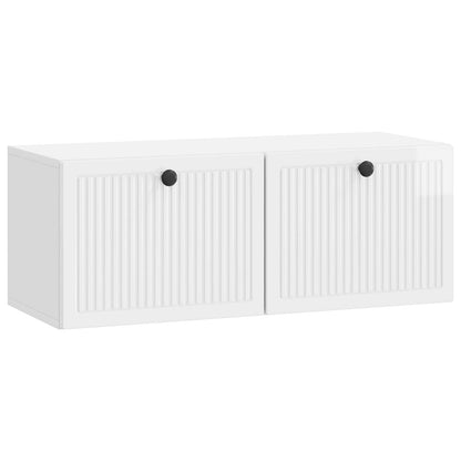 Vegghengt TV skap Veggmontert Høgglans hvit 78,5 x 31 x 30 cm