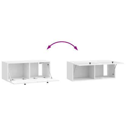 Vegghengt TV skap Veggmontert Høgglans hvit 78,5 x 31 x 30 cm