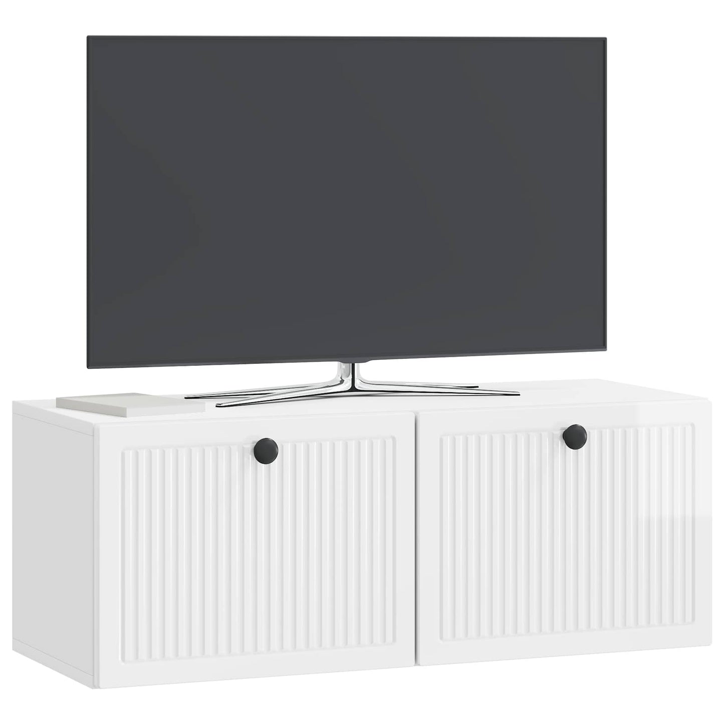 Vegghengt TV skap Veggmontert Høgglans hvit 78,5 x 31 x 30 cm