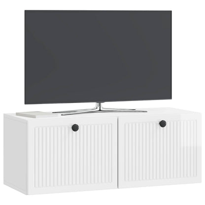Vegghengt TV skap Veggmontert Høgglans hvit 78,5 x 31 x 30 cm