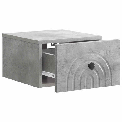 Vegghengt Nattbord med skuff 2 pcs Betonggrå 33 x 34,5 x 20 cm