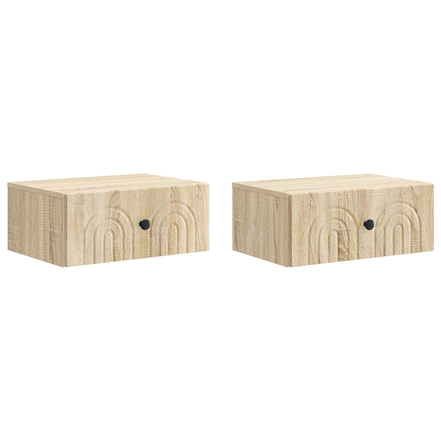 Vegghengt Nattbord med skuff 2 pcs Sonoma eik 49 x 34,5 x 20 cm