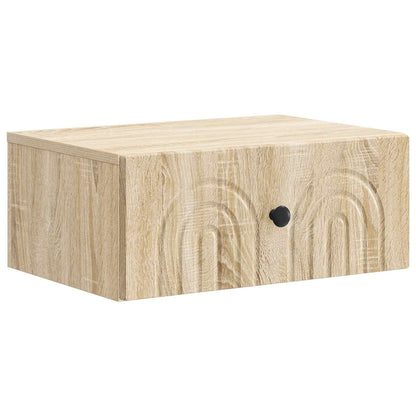 Vegghengt Nattbord med skuff 2 pcs Sonoma eik 49 x 34,5 x 20 cm