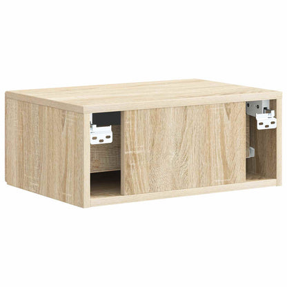 Vegghengt Nattbord med skuff 2 pcs Sonoma eik 49 x 34,5 x 20 cm