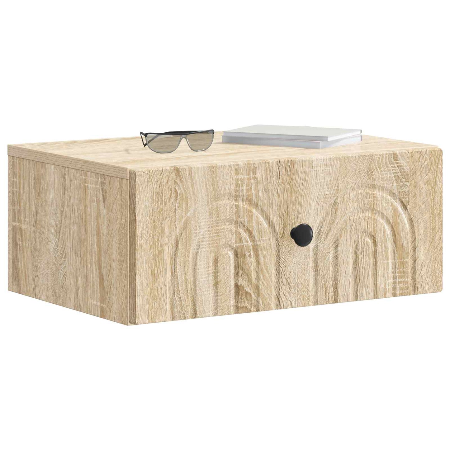 Vegghengt Nattbord med skuff 2 pcs Sonoma eik 49 x 34,5 x 20 cm