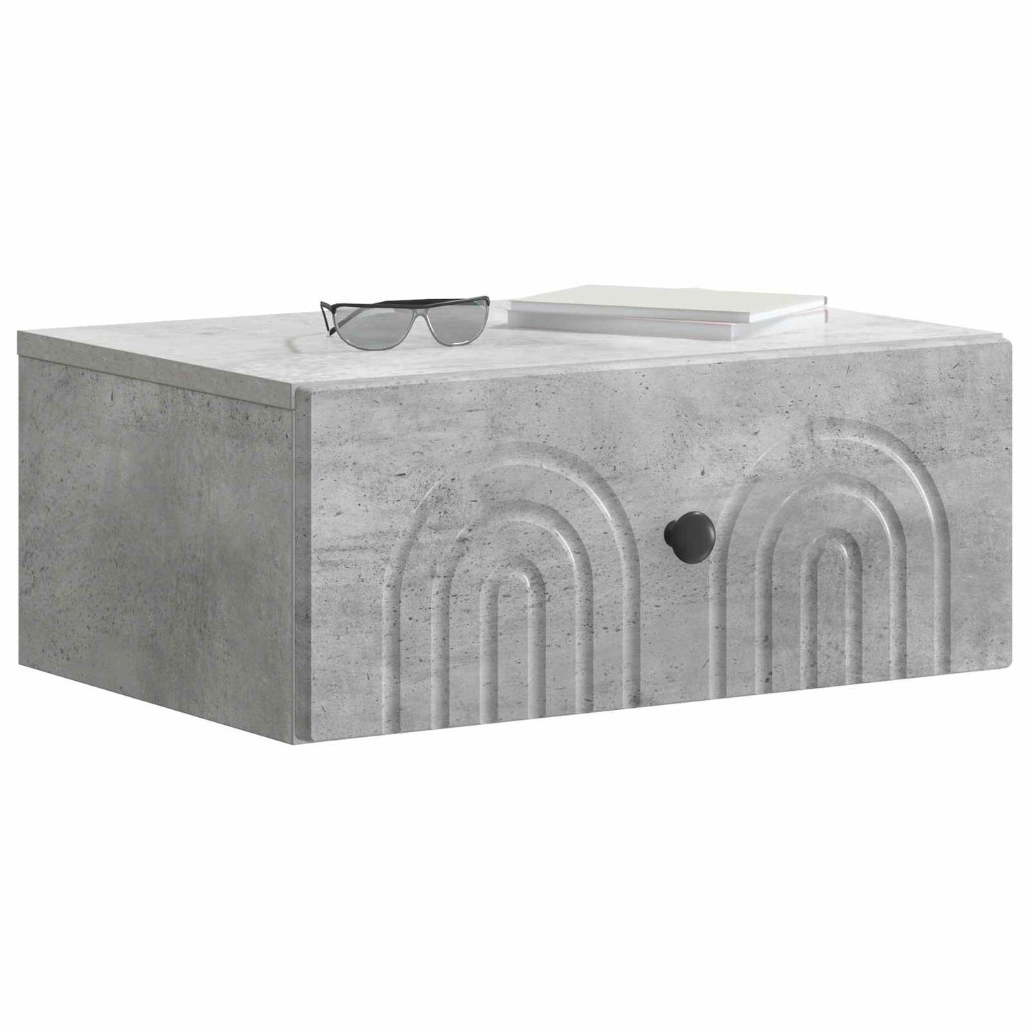 Vegghengt Nattbord med skuff 2 pcs Betonggrå 49 x 34,5 x 20 cm