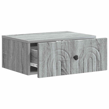 Vegghengt Nattbord med skuff 2 pcs Grå sonoma 49 x 34,5 x 20 cm