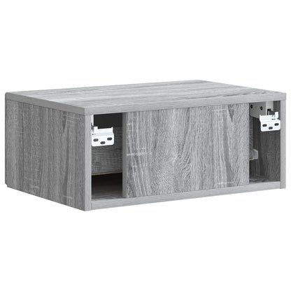 Vegghengt Nattbord med skuff 2 pcs Grå sonoma 49 x 34,5 x 20 cm