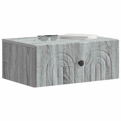 Vegghengt Nattbord med skuff 2 pcs Grå sonoma 49 x 34,5 x 20 cm