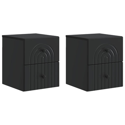 Vegghengt Nattbord 2 pcs Svart 33 x 34,5 x 40 cm Konstruert tre