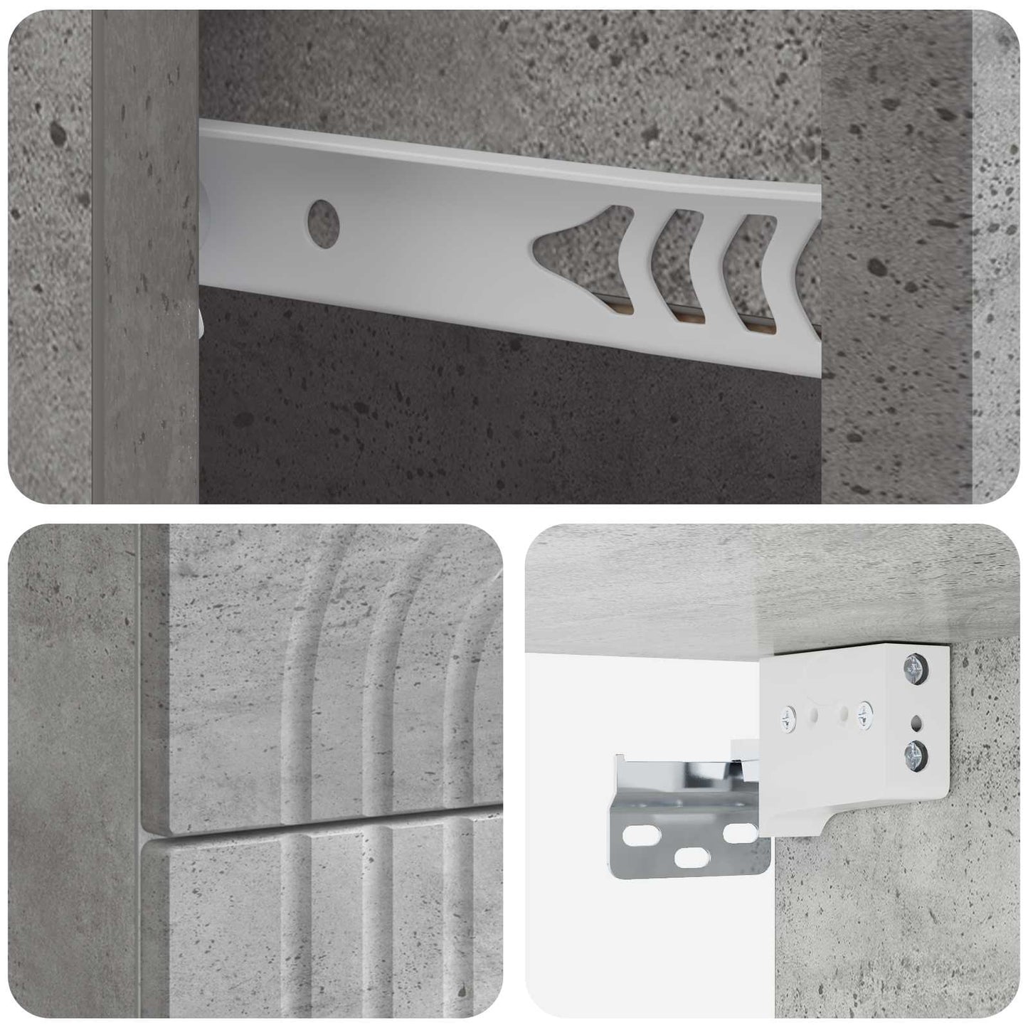 Vegghengt Nattbord med skuff 2 pcs Betonggrå 33 x 34,5 x 40 cm