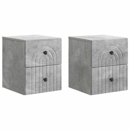 Vegghengt Nattbord med skuff 2 pcs Betonggrå 33 x 34,5 x 40 cm