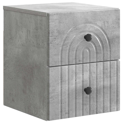 Vegghengt Nattbord med skuff 2 pcs Betonggrå 33 x 34,5 x 40 cm