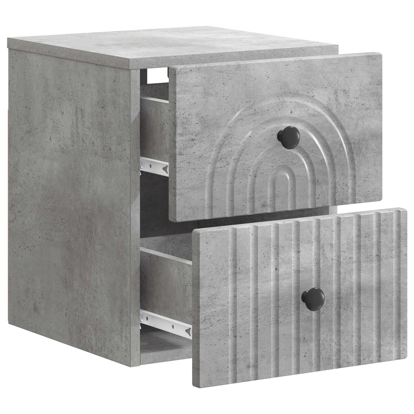 Vegghengt Nattbord med skuff 2 pcs Betonggrå 33 x 34,5 x 40 cm