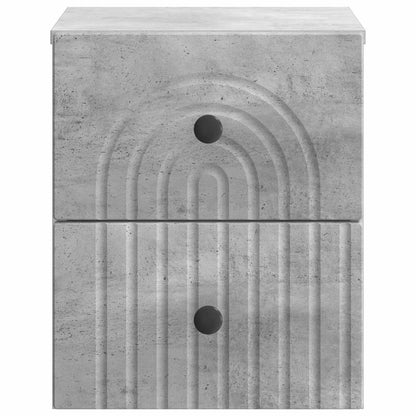 Vegghengt Nattbord med skuff 2 pcs Betonggrå 33 x 34,5 x 40 cm