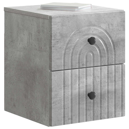 Vegghengt Nattbord med skuff 2 pcs Betonggrå 33 x 34,5 x 40 cm
