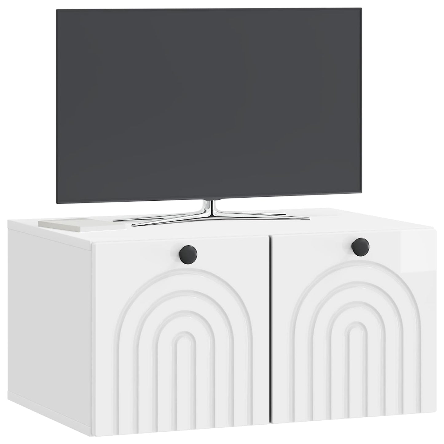 Vegghengt TV skap Veggmontert Høgglans hvit 59,5 x 41 x 30 cm