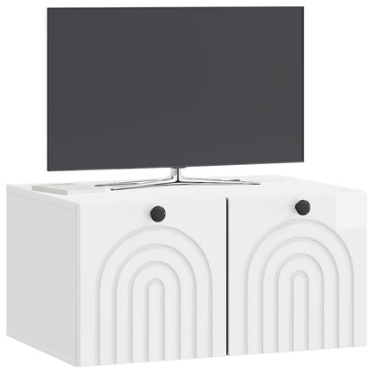 Vegghengt TV skap Veggmontert Høgglans hvit 59,5 x 41 x 30 cm