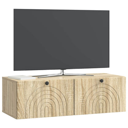 Vegghengt TV skap Sonoma eik 98 x 41 x 30 cm Konstruert tre