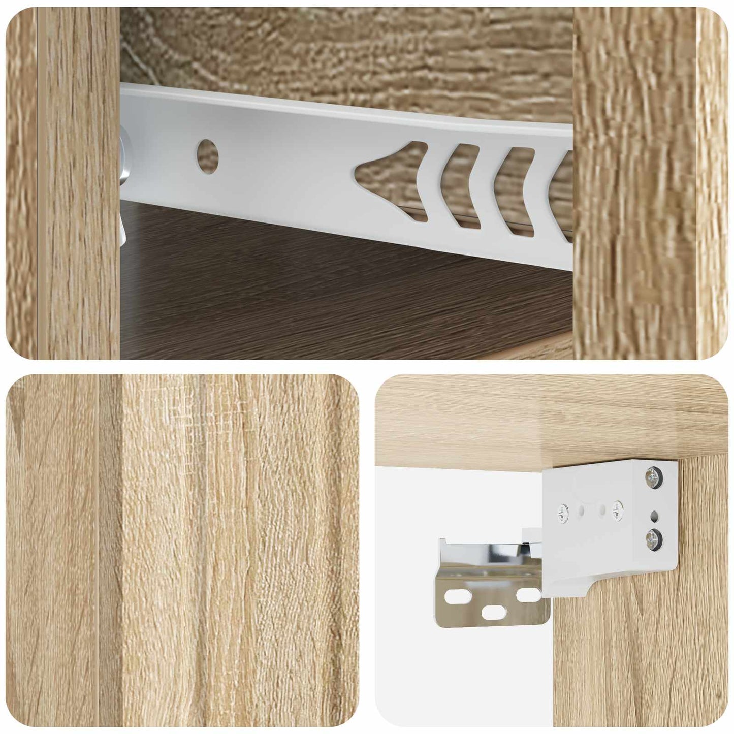 Vegghengt Nattbord med skuff 2 pcs Sonoma eik 33 x 34,5 x 24 cm