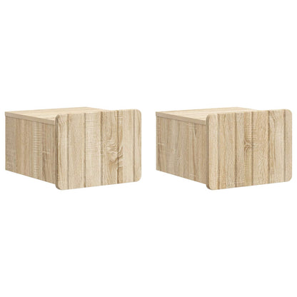 Vegghengt Nattbord med skuff 2 pcs Sonoma eik 33 x 34,5 x 24 cm