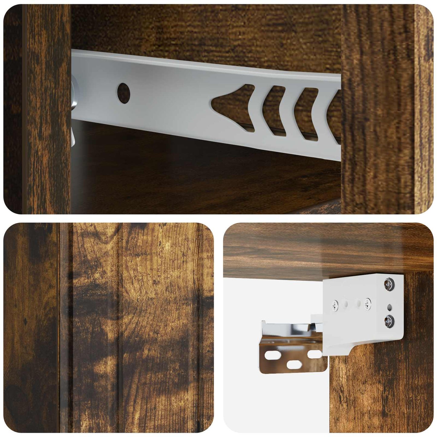 Vegghengt Nattbord med skuff 2 pcs Røkt Eik 33 x 34,5 x 24 cm