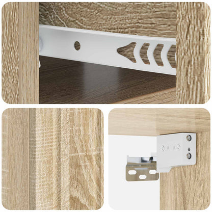 Vegghengt Nattbord med skuff 2 pcs Sonoma eik 49 x 34,5 x 24 cm