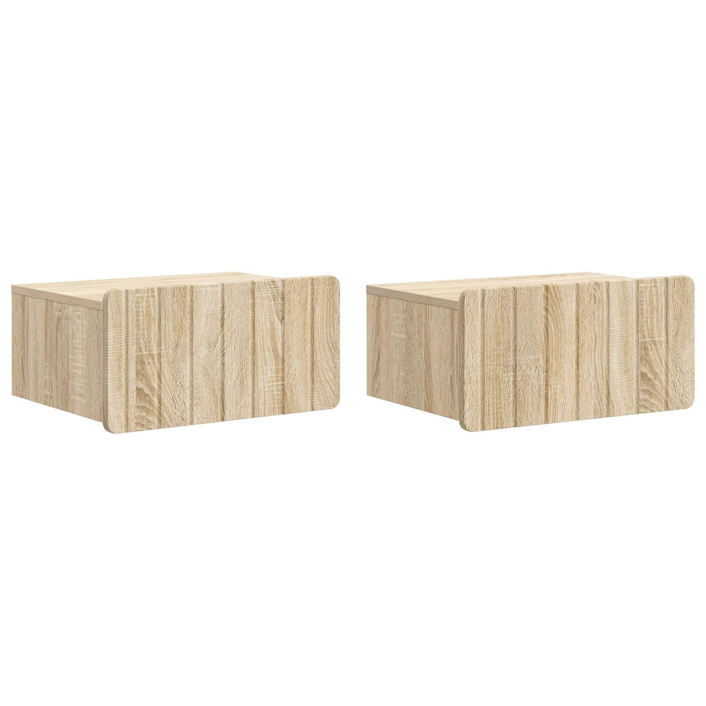 Vegghengt Nattbord med skuff 2 pcs Sonoma eik 49 x 34,5 x 24 cm